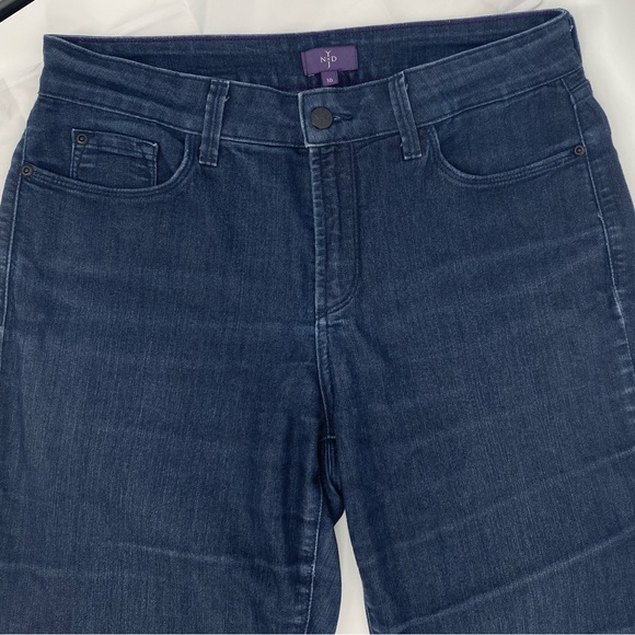 NYDJ Not Your Daughter Jeans Straight Leg Bedazzled Back Pockets Dark Blue Wash - Picture 3 of 14